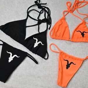 IGNITE BY Dan Brazilian 2 FOR 1 Black & Orange Bikini Set